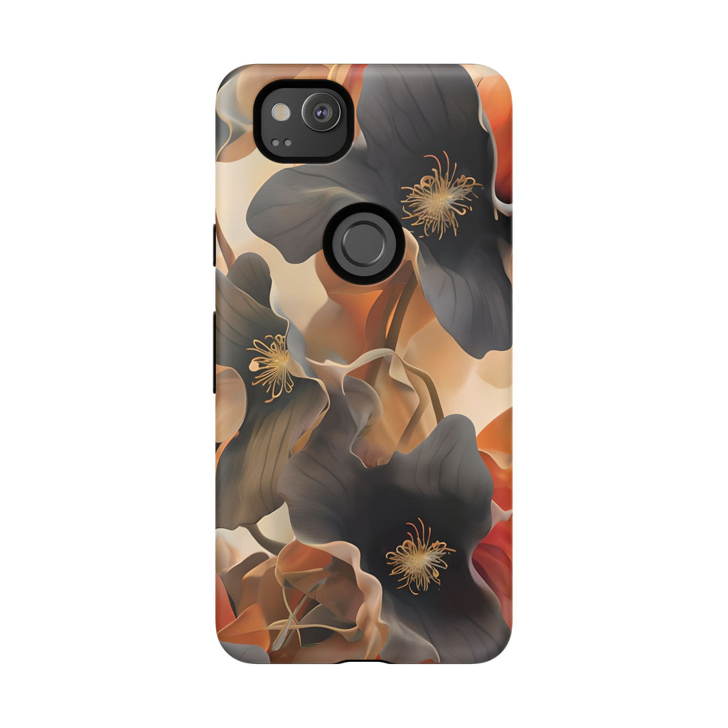 Autumn Ember - Moody Floral Art Google Pixel 2 Tough Phone Case - Warm Earthy Botanical Design