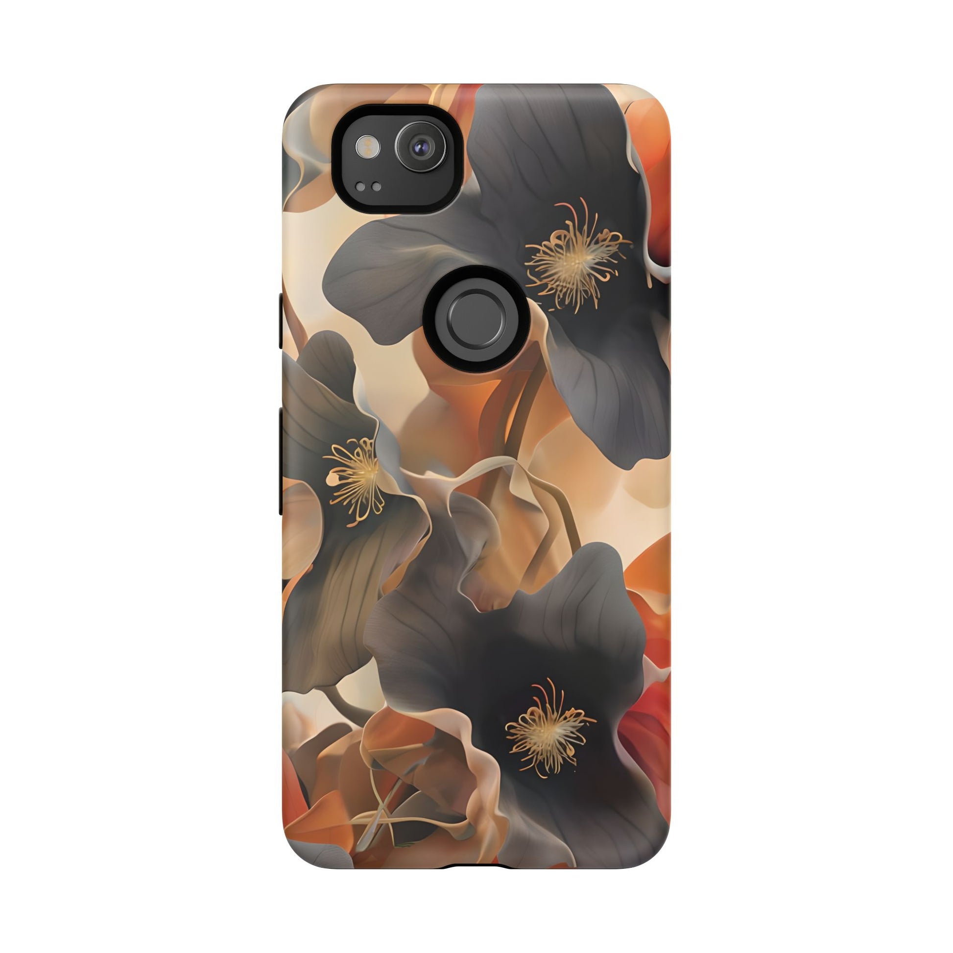 Autumn Ember - Moody Floral Art Google Pixel 2 Tough Phone Case - Warm Earthy Botanical Design