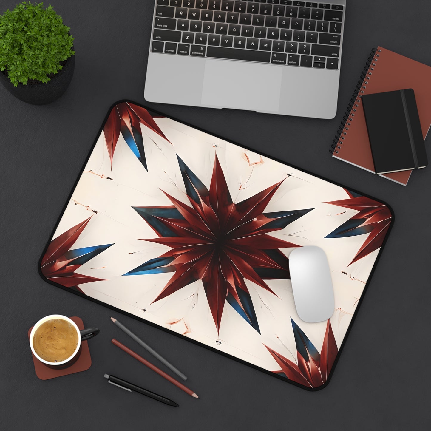 Garnet Starburst Desk Mat - Premium Office Desk Pad, 3 Sizes Available, Artistic Workspace Protection