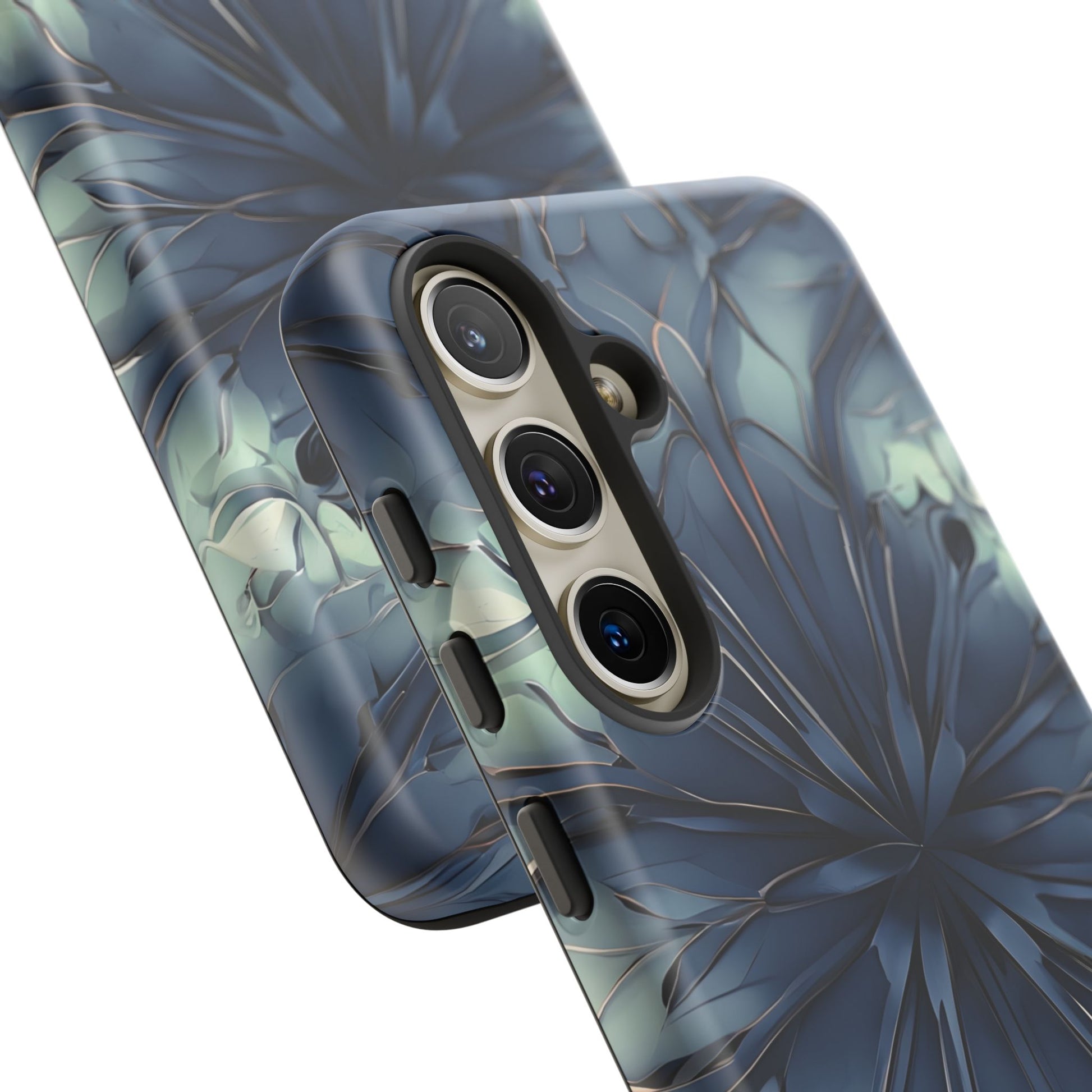 Indigo Mosaic - Artistic Kaleidoscope Collection Artistic Floral - Samsung Galaxy S24 Tough Phone Case - Bold Blue Symmetrical Design
