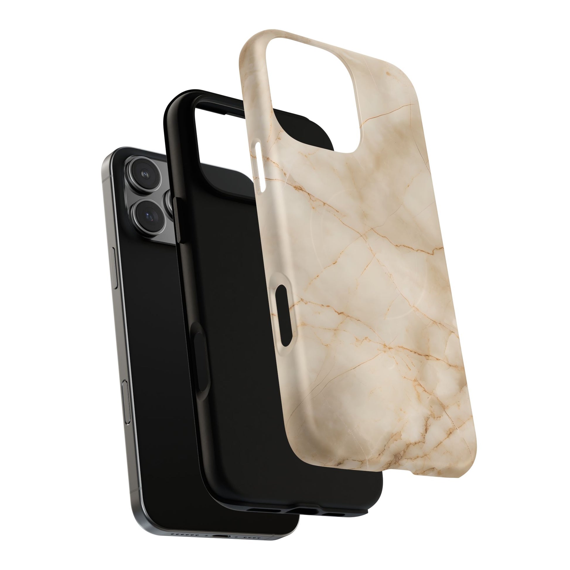 Parchment Mist - iPhone 16 Pro Max MagSafe Phone Case - Neutral Beige Marble Design
