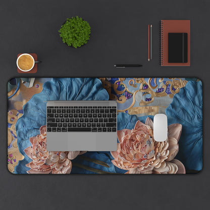 Peony Midnight Tapestry Designer Desk Mat - Premium Office Desk Pad, 3 Sizes Available, Artistic Workspace Protection