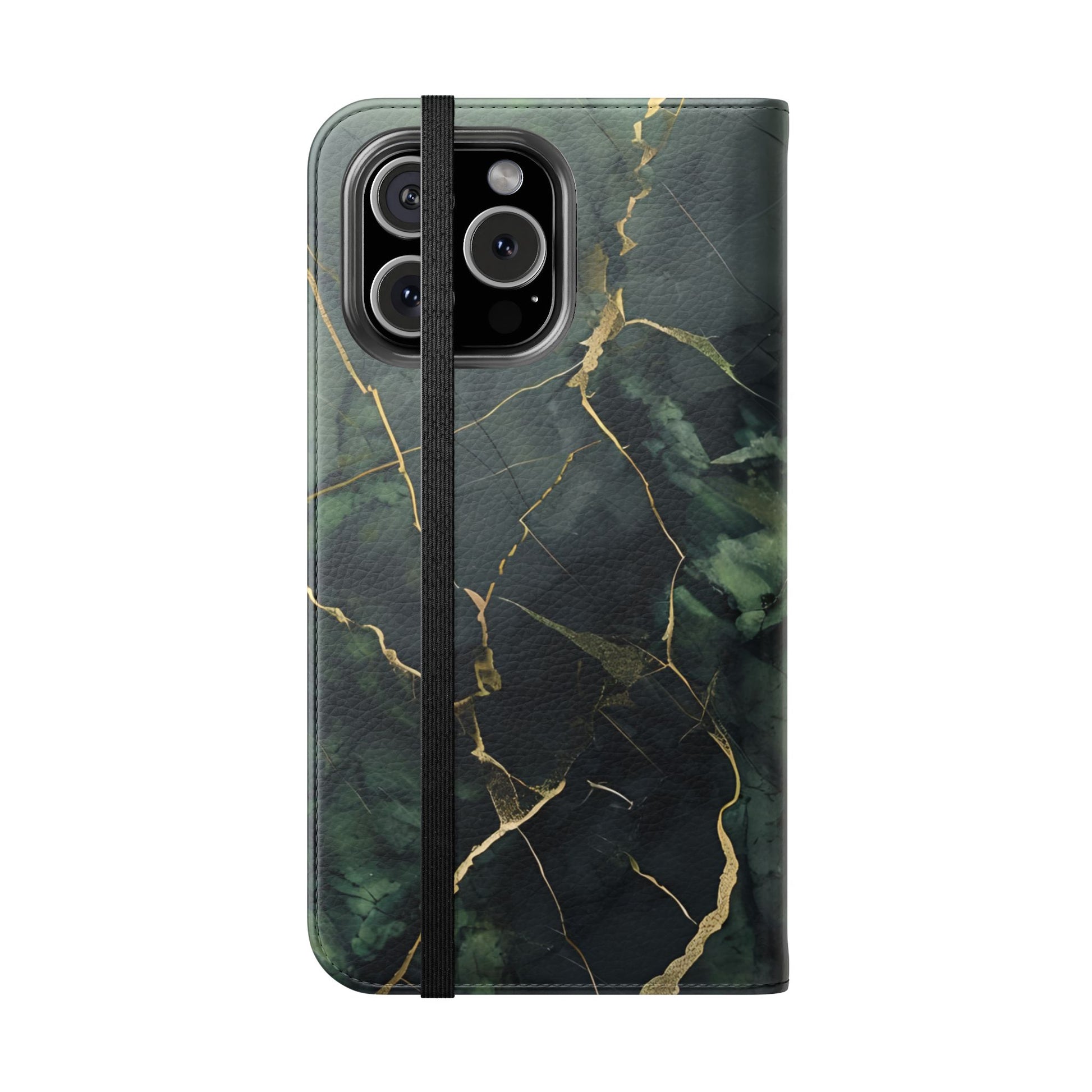 Verdant Vein - Green Marble Design Wallet Phone Case for iPhone 16 Pro Max