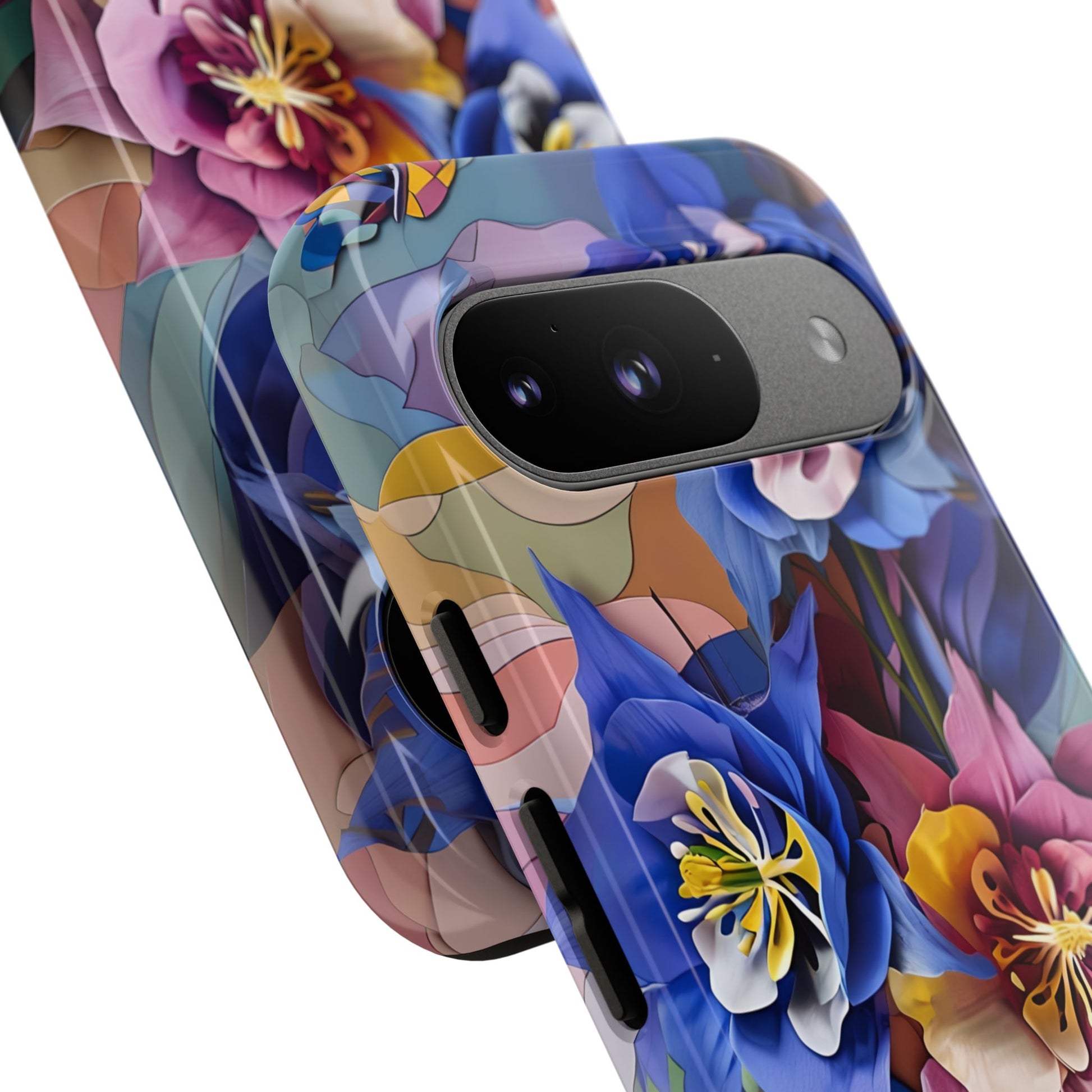Blue Columbine Carnivale - Artistic Floral & Butterfly Google Pixel 9 Tough Phone Case - Vibrant Botanical Design