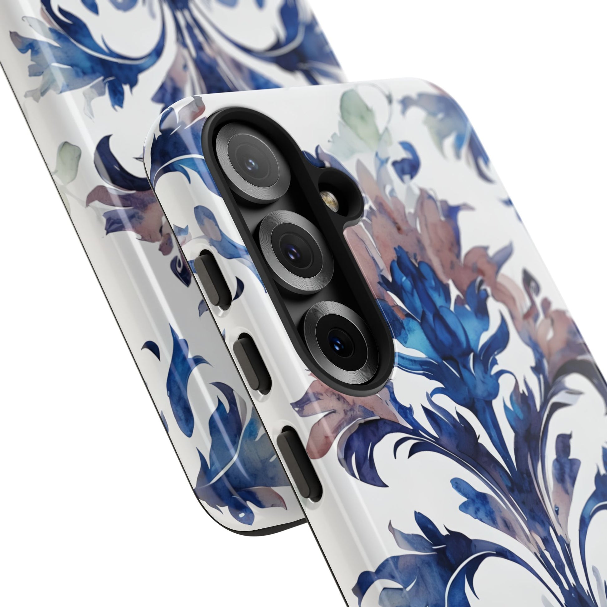 Delft Reverie - Elegant Blue & White Samsung S25 Tough Phone Case - Dutch Delftware-Inspired Floral Design