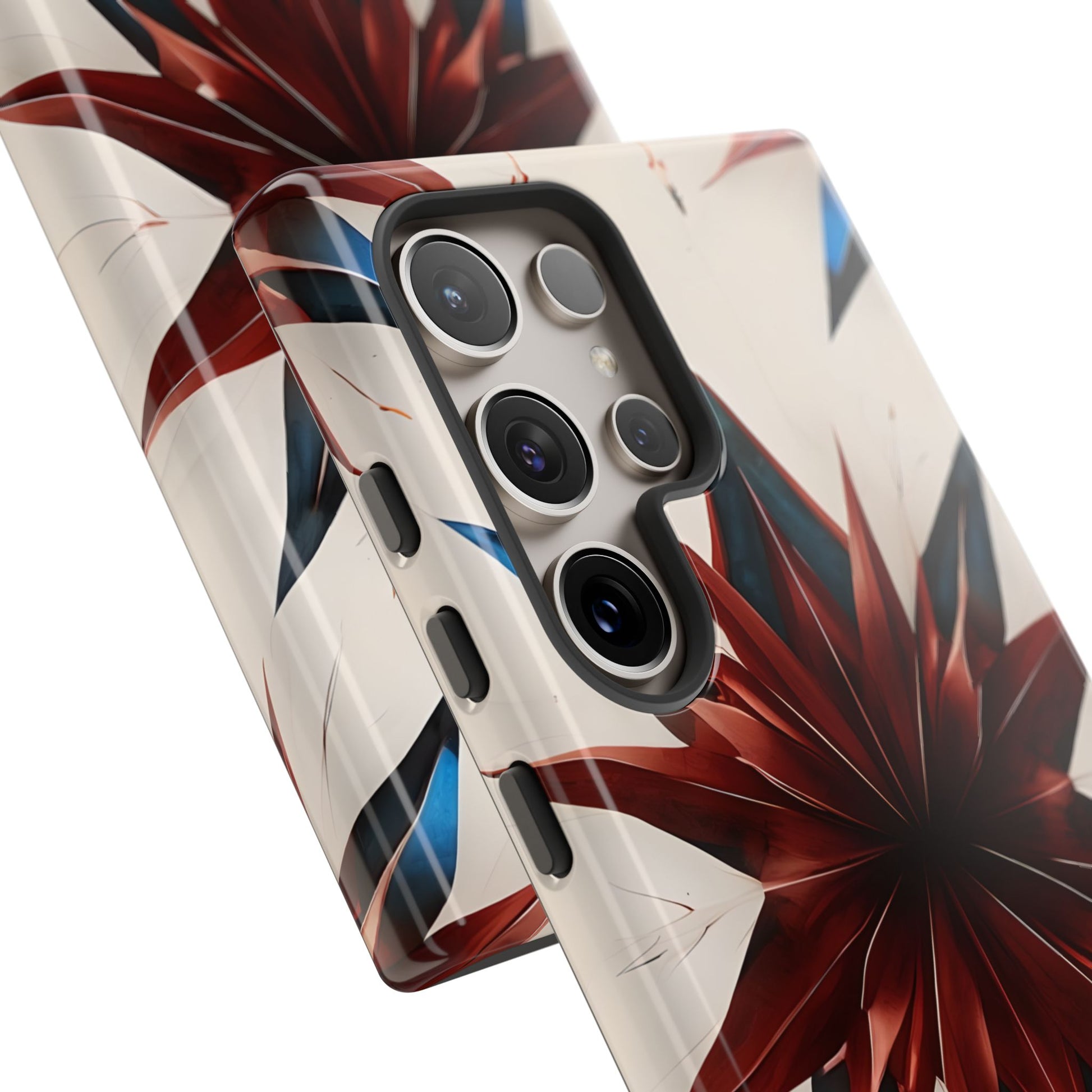 Garnet Starburst - Kaleidoscope Collection Gemstone Floral - Samsung Galaxy S24 Ultra Tough Phone Case - Floral Burst Design