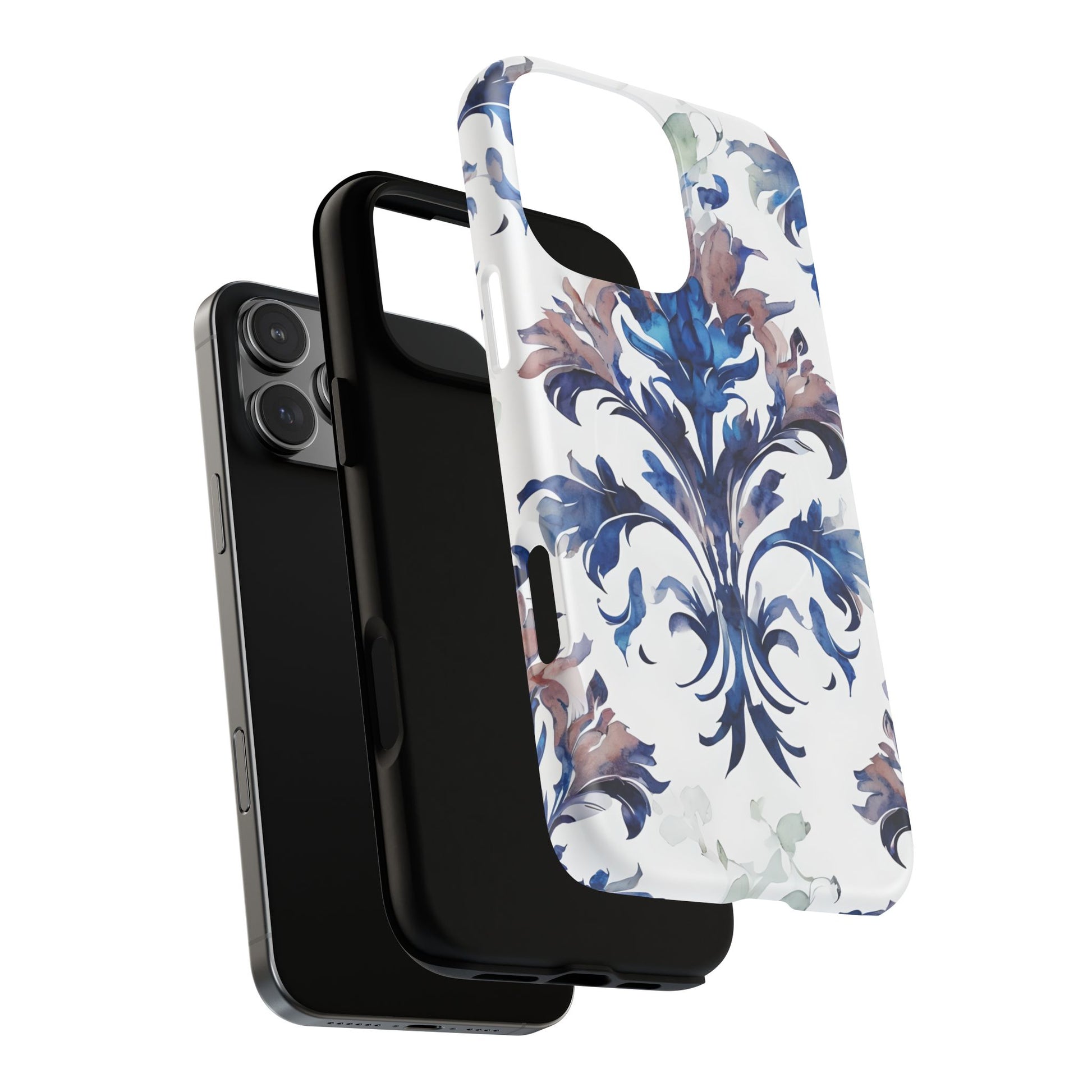 Delft Reverie - Elegant Blue & White iPhone 16 Pro Max MagSafe Phone Case - Dutch Delftware-Inspired Floral Design