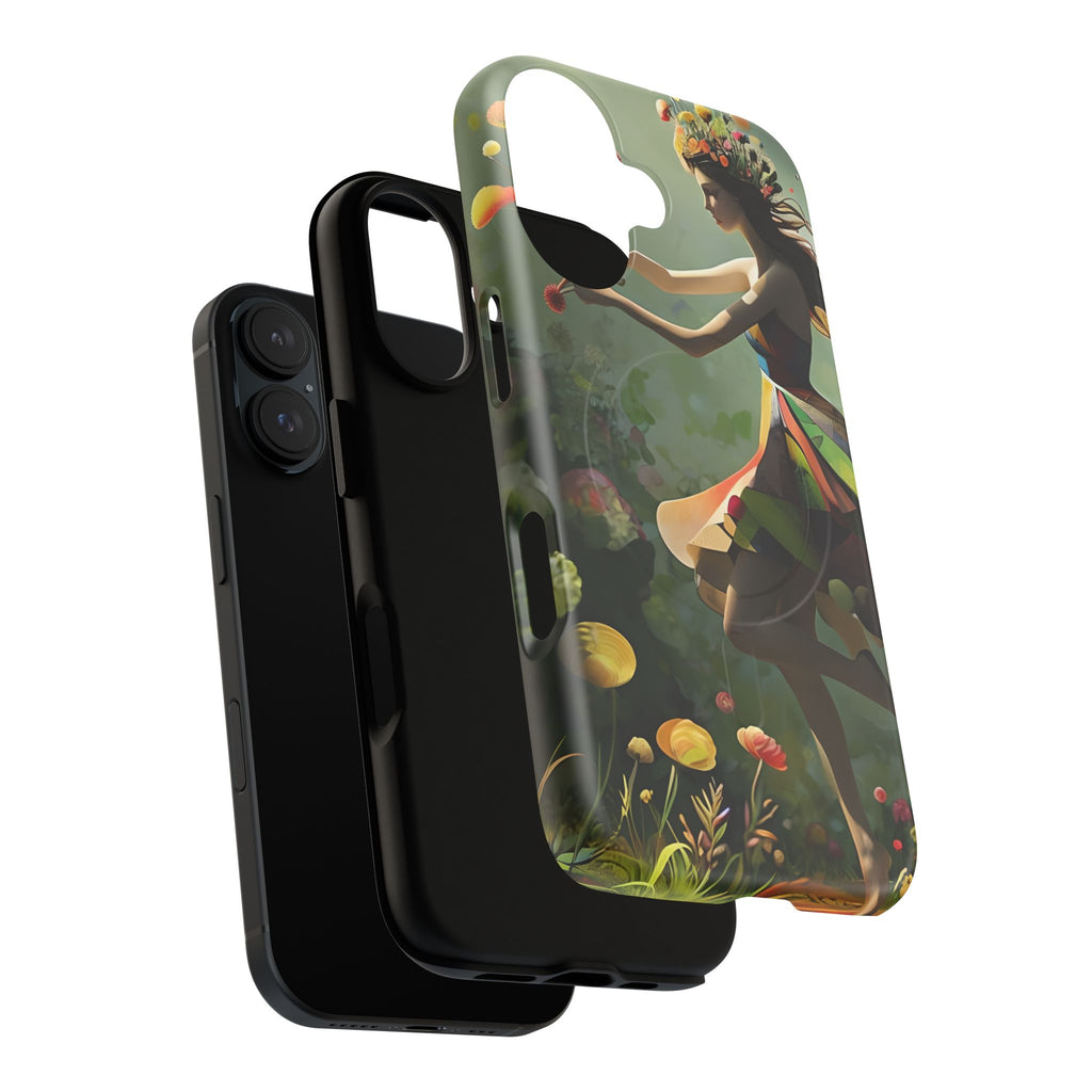 Dancing Wildflower Muse iPhone 16 - Artistic Floral Fantasy Cover - MagSafe Compatible - Whimsical Nature-Inspired Protective Accessory