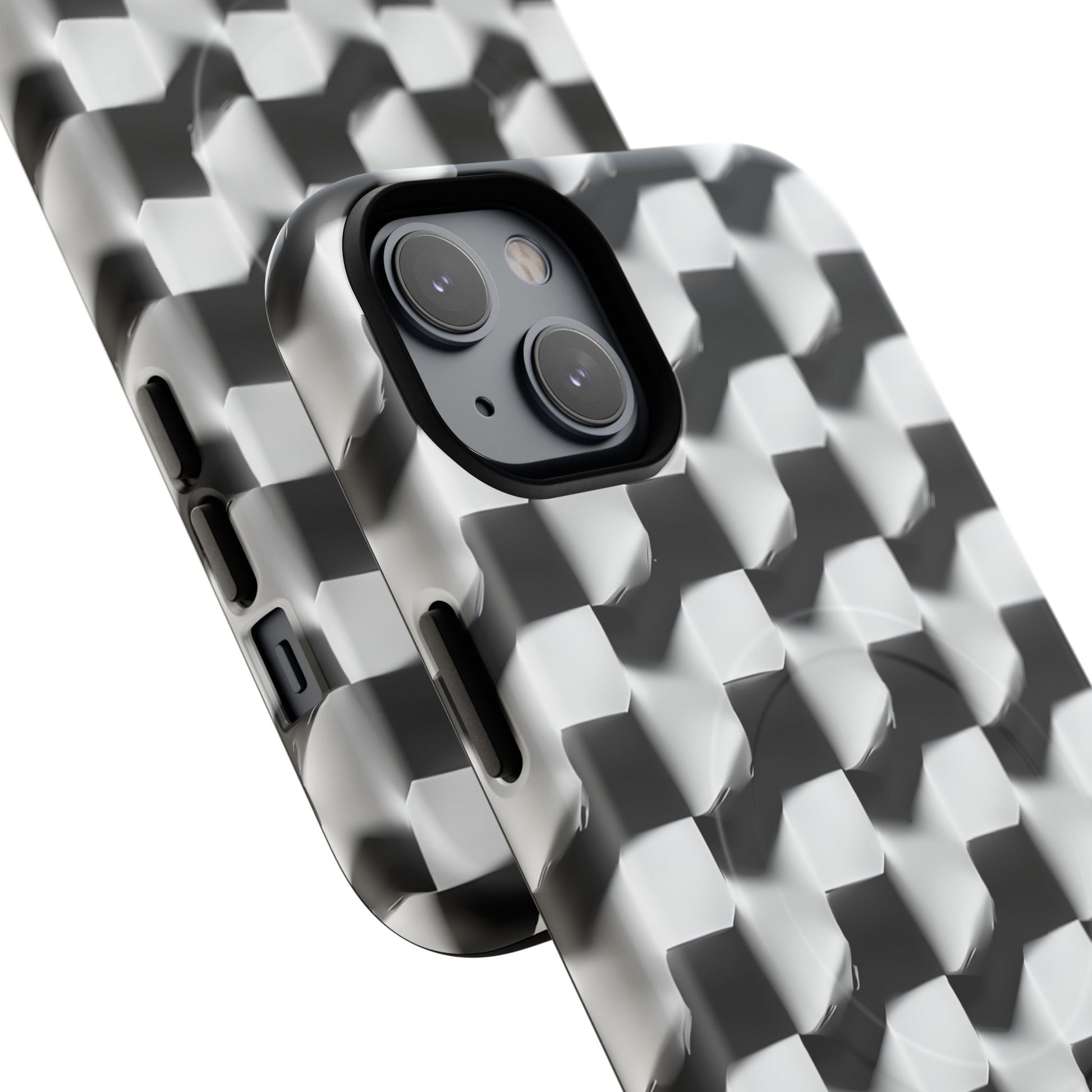 Monochrome Grid - iPhone 14 Plus MagSafe Phone Case - Bold, Modern Black & White Design