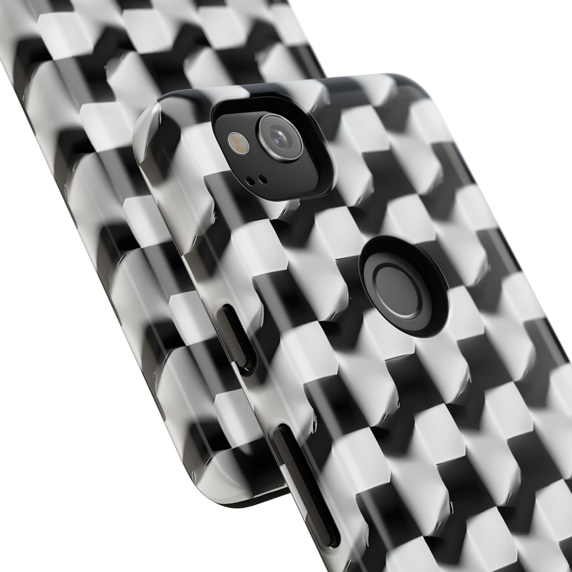 Monochrome Grid Tough Case for Google Pixel 2 - Classic Checkerboard, Black & White, Minimalist Trend