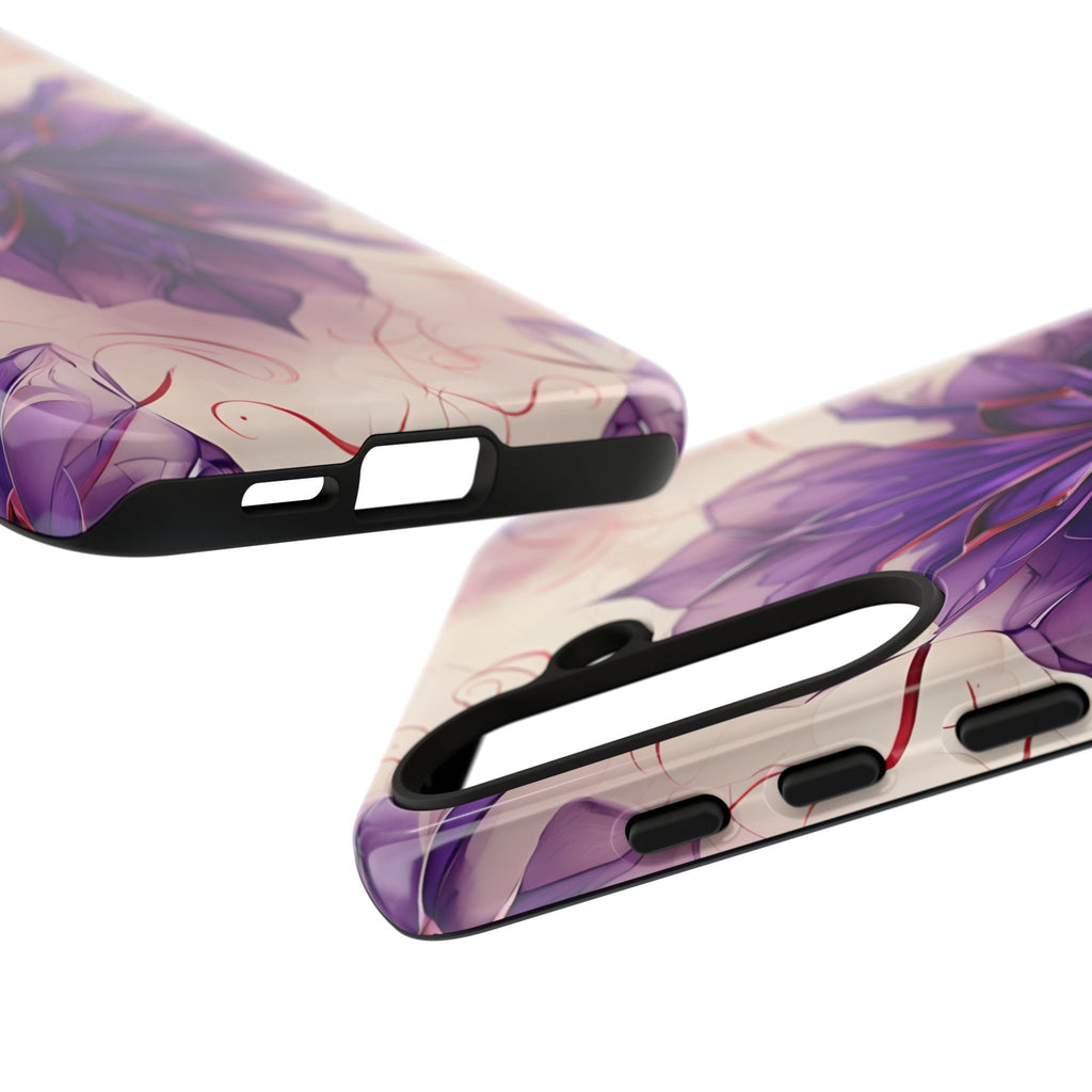 Violet Reverie - Kaleidoscope Collection Artistic Floral Burst - Samsung Galaxy S24 Plus Tough Phone Case - Bold Purple Symmetrical Design