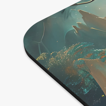 Close-up of Misty Horizon mouse pad showing printed horizon artwork detail