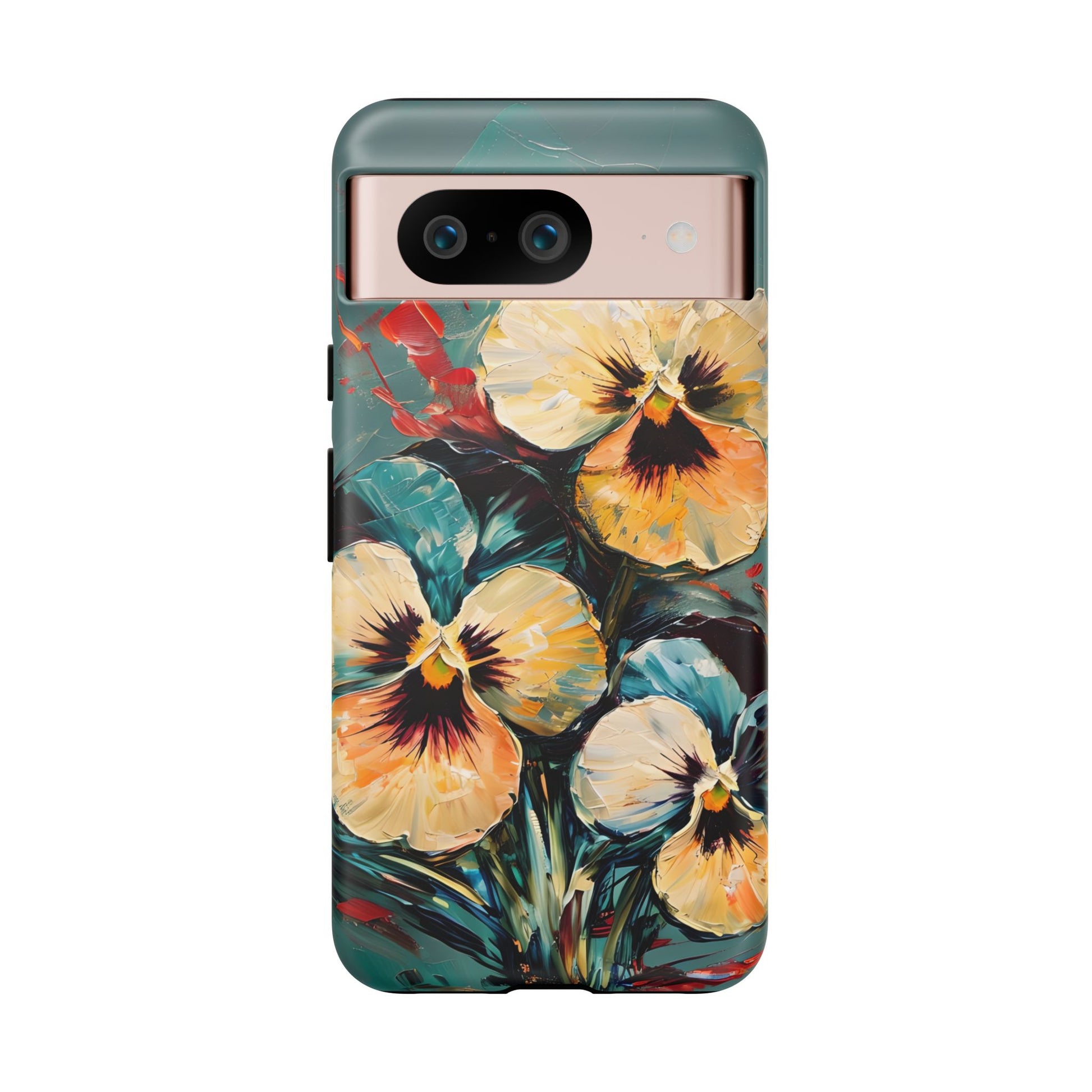 Golden Pansy Cascade Tough Case for Google Pixel 8 - Floral Artistic Shockproof Cover, Elegant Protective Phone Case