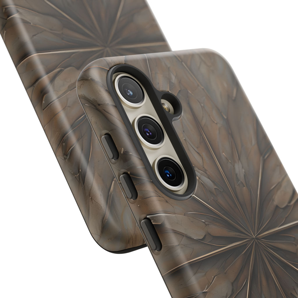 Earthstone Mandala - Kaleidoscope Collection Artistic Taupe Burst - Samsung Galaxy S24 Tough Phone Case