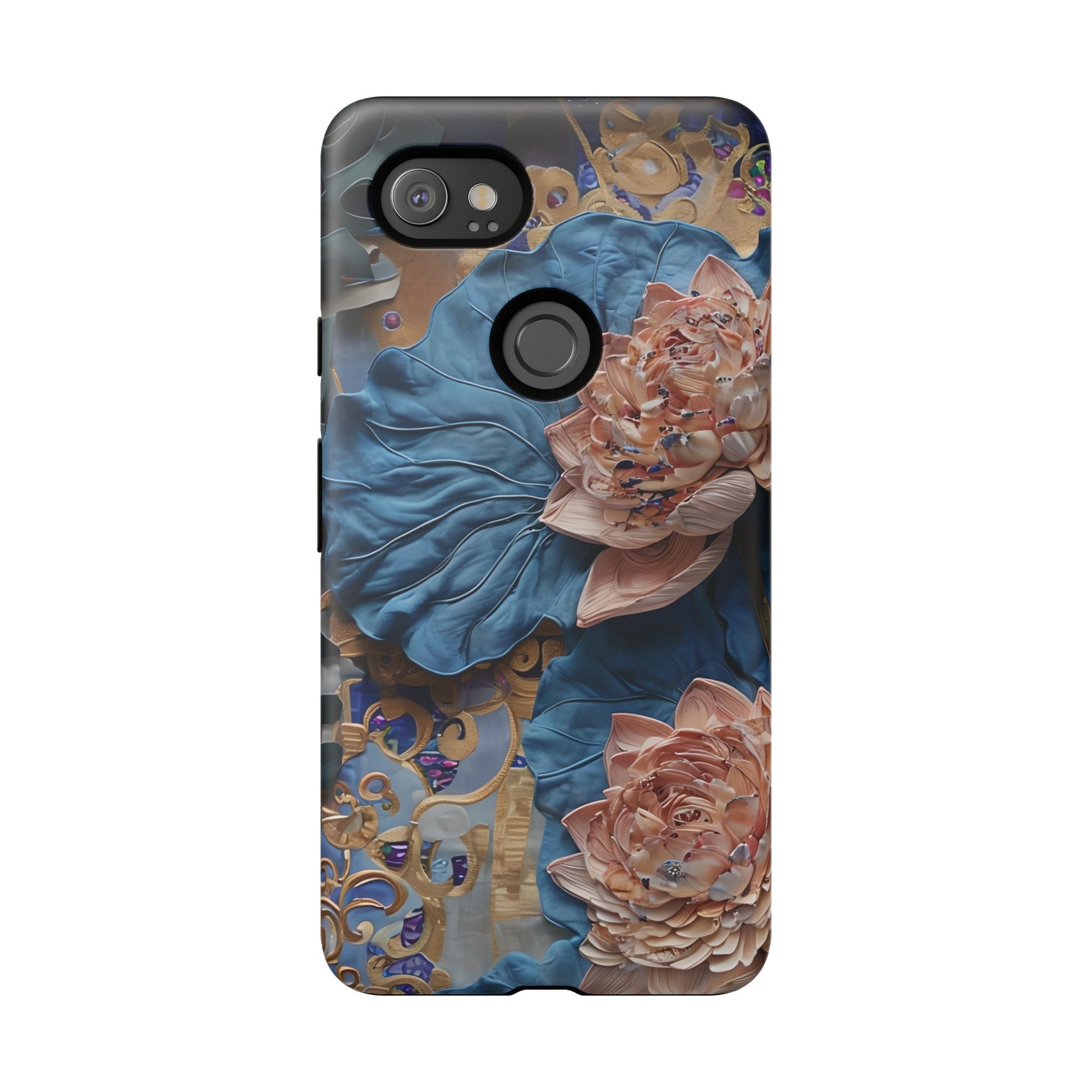 Peony Midnight Tapestry - Google Pixel 2XL - Elegant Blue & Blush Artful Phone Cover
