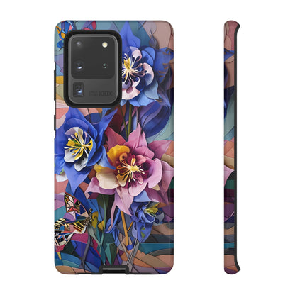 Blue Columbine Carnivale - Artistic Floral & Butterfly Samsung Ultra Tough Phone Case - Vibrant Botanical Design