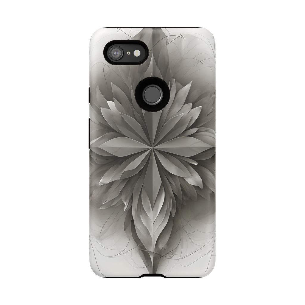 Silver Lotus - Elegant Monochrome Floral Google Pixel 3XL Tough Phone Case - Modern Lotus Design