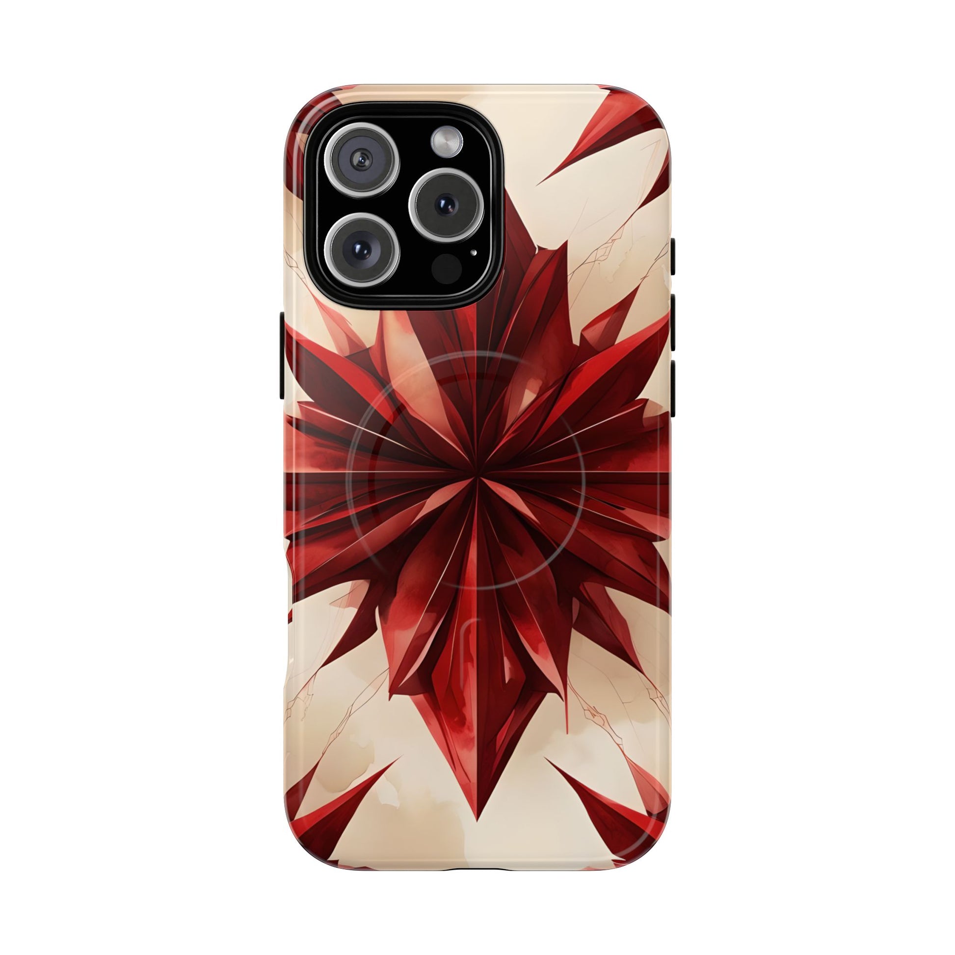 Ruby Compass iPhone 16 Pro Max MagSafe Phone Case - Bold Red Modern Design