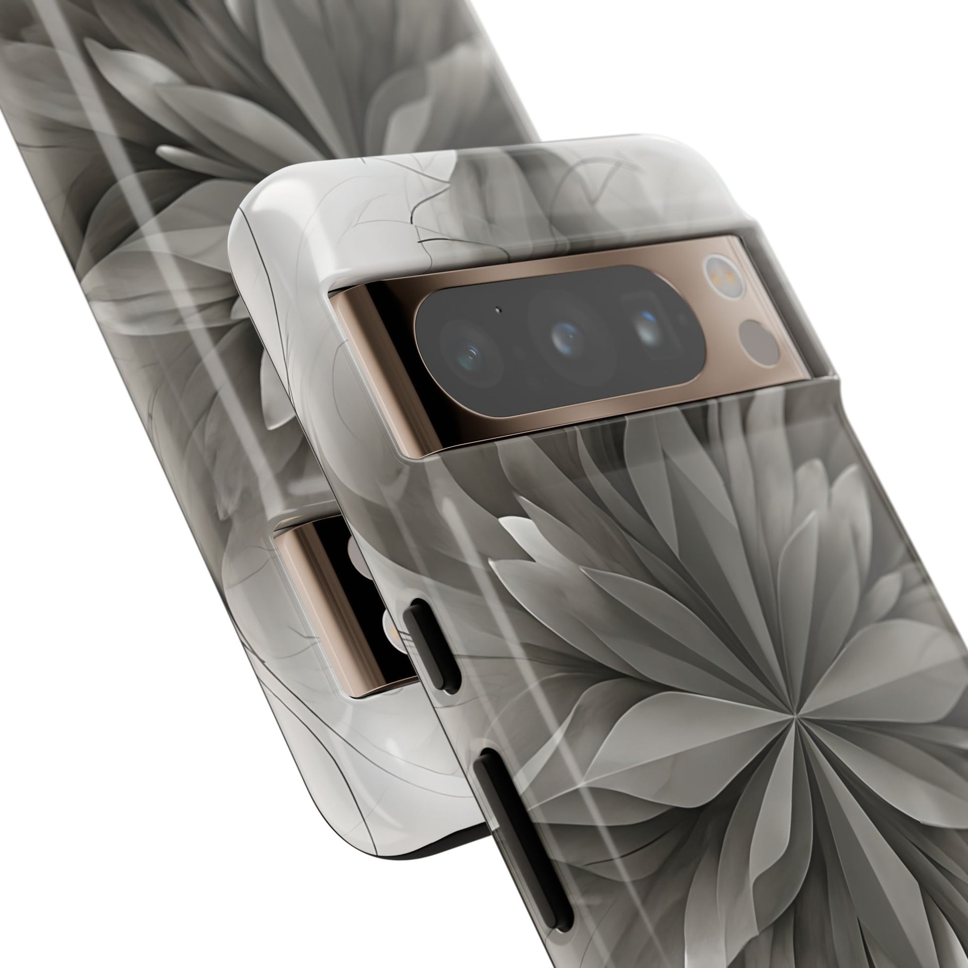 Silver Lotus - Elegant Monochrome Floral Google Pixel 8 Pro Tough Phone Case - Modern Lotus Design