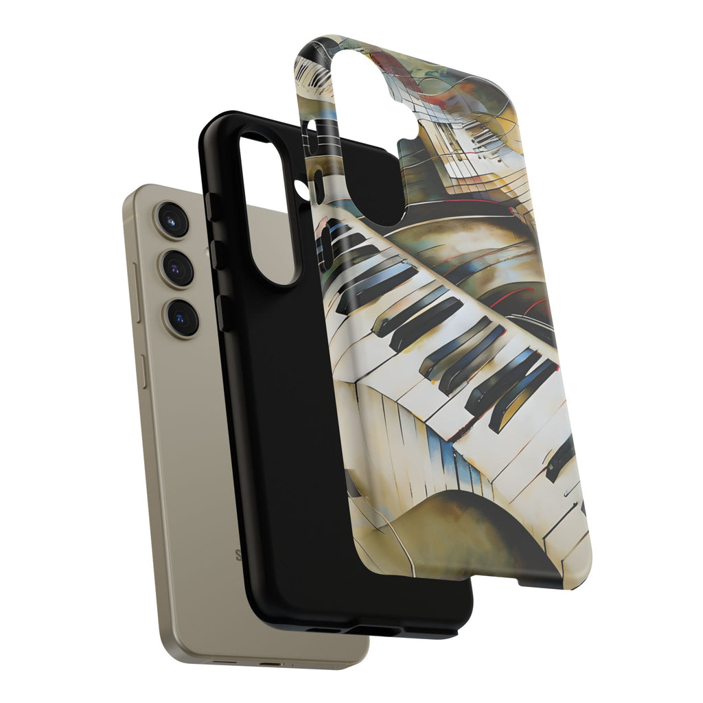 Ivory Cascade Abstract Keyboard Music Tough Case for Samsung Galaxy S24- Shockproof Phone Cover