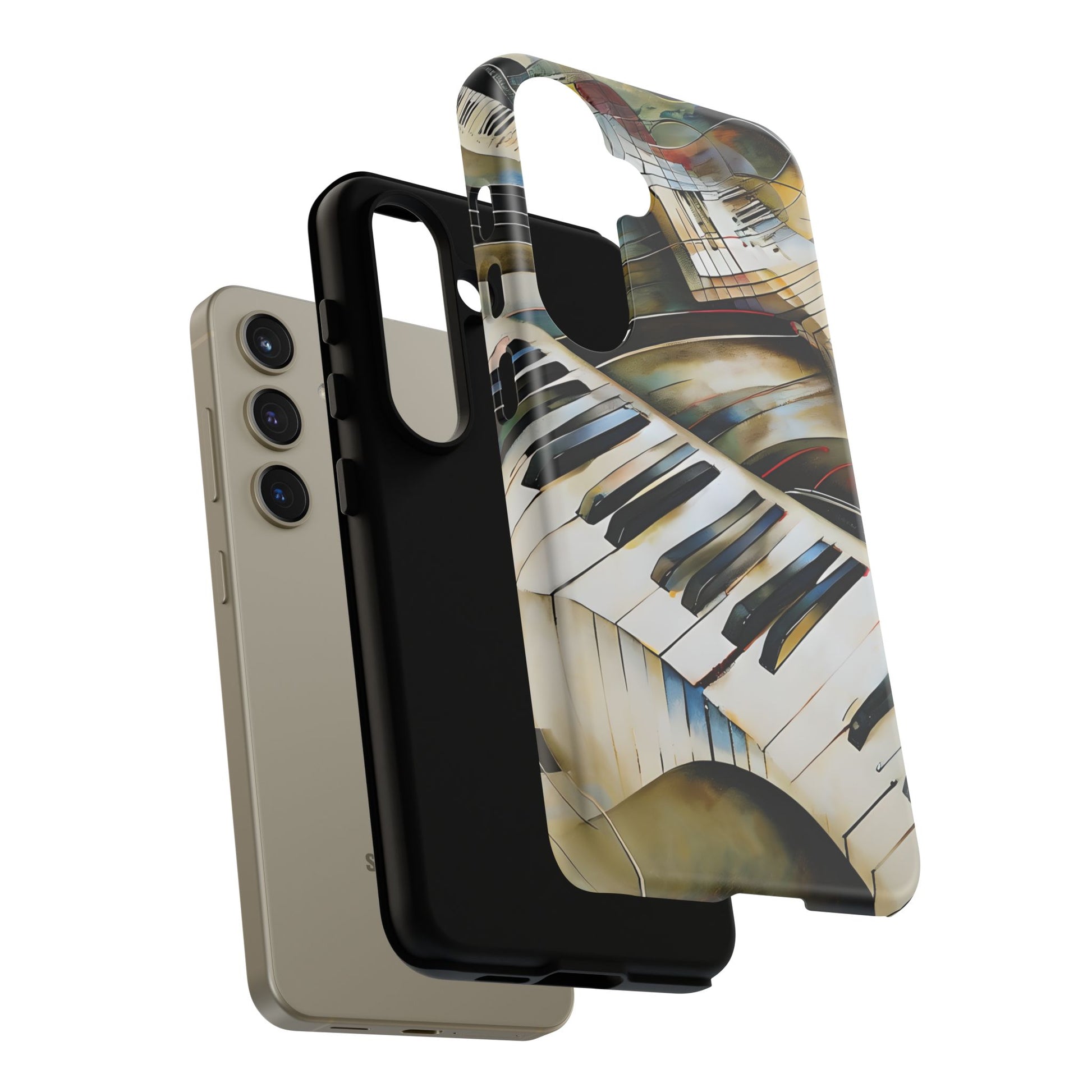 Ivory Cascade Abstract Keyboard Music Tough Case for Samsung Galaxy S24- Shockproof Phone Cover