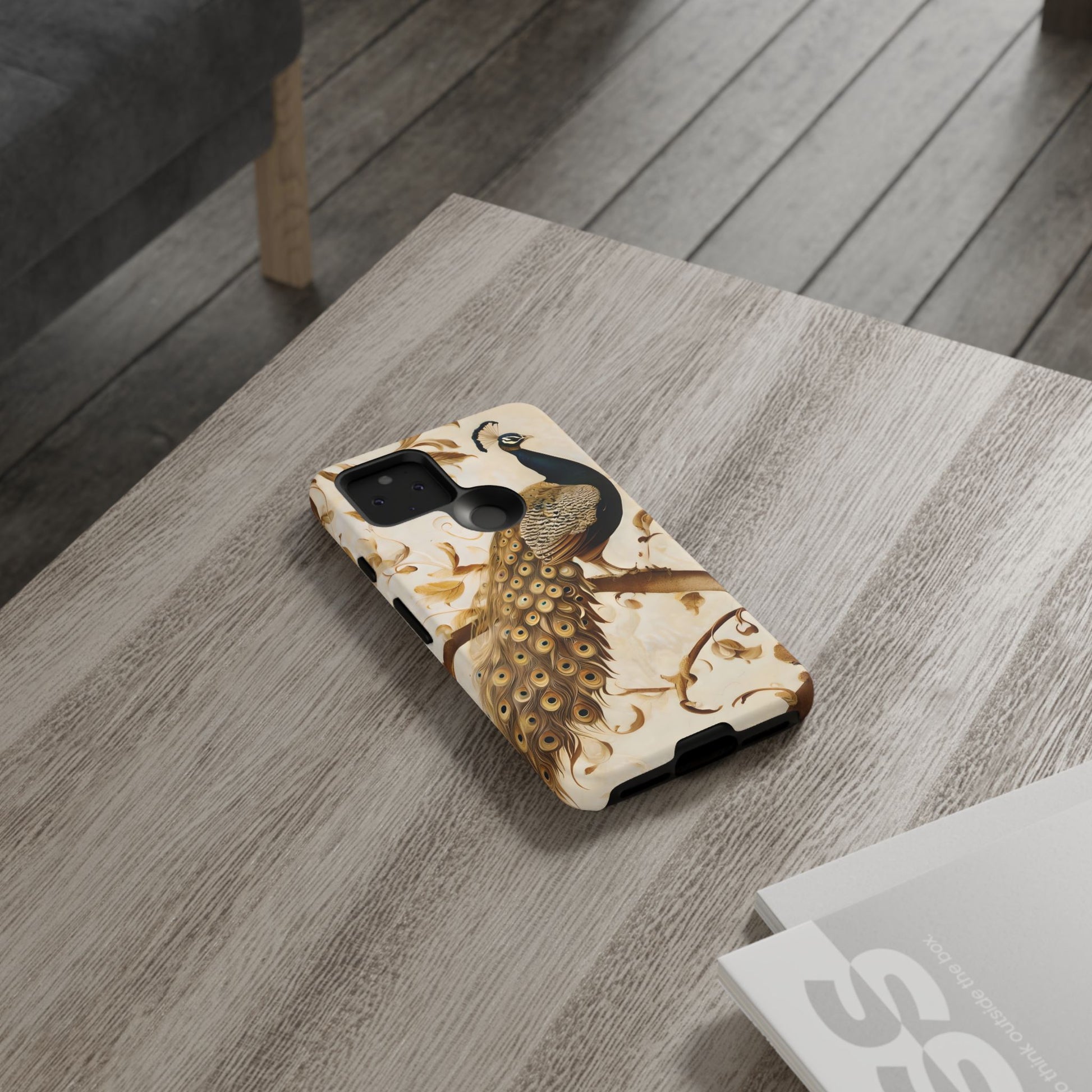 Golden Plumage - Luxe Peacock Art Google Pixel 5 5G Phone Case - Elegant Gold & Cream Design
