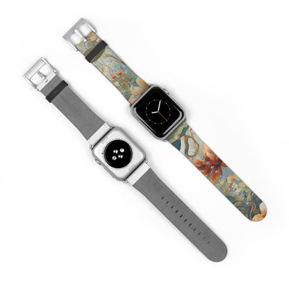 Waterlily Dreamscape Designer Apple Watch Band - Premium Custom Strap for Series 1-9, SE & Ultra - Artistic Vegan Leather