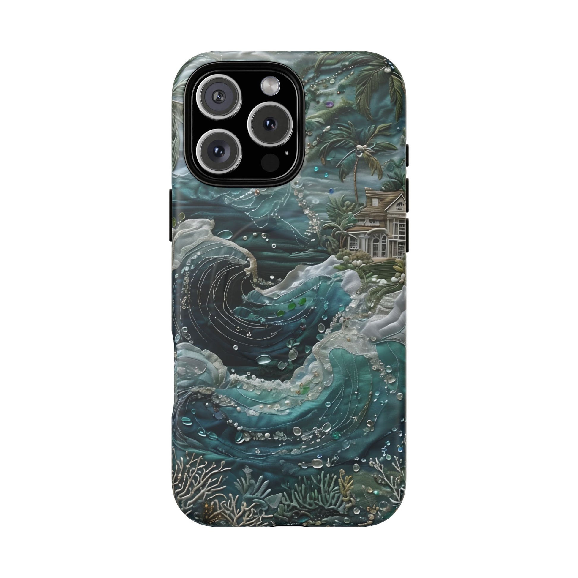 Tropical Midnight Wave - Artistic Ocean iPhone 16 Pro Max MagSafe Phone Case - Dramatic Blue Wave Design