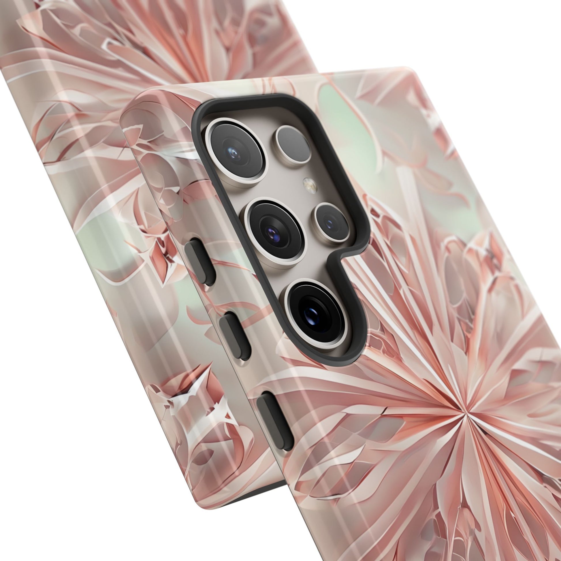 Blush Frost from our Kaleidoscope Collection - Samsung Galaxy S24 Ultra tough case - Soft Pink Geometric Floral Design