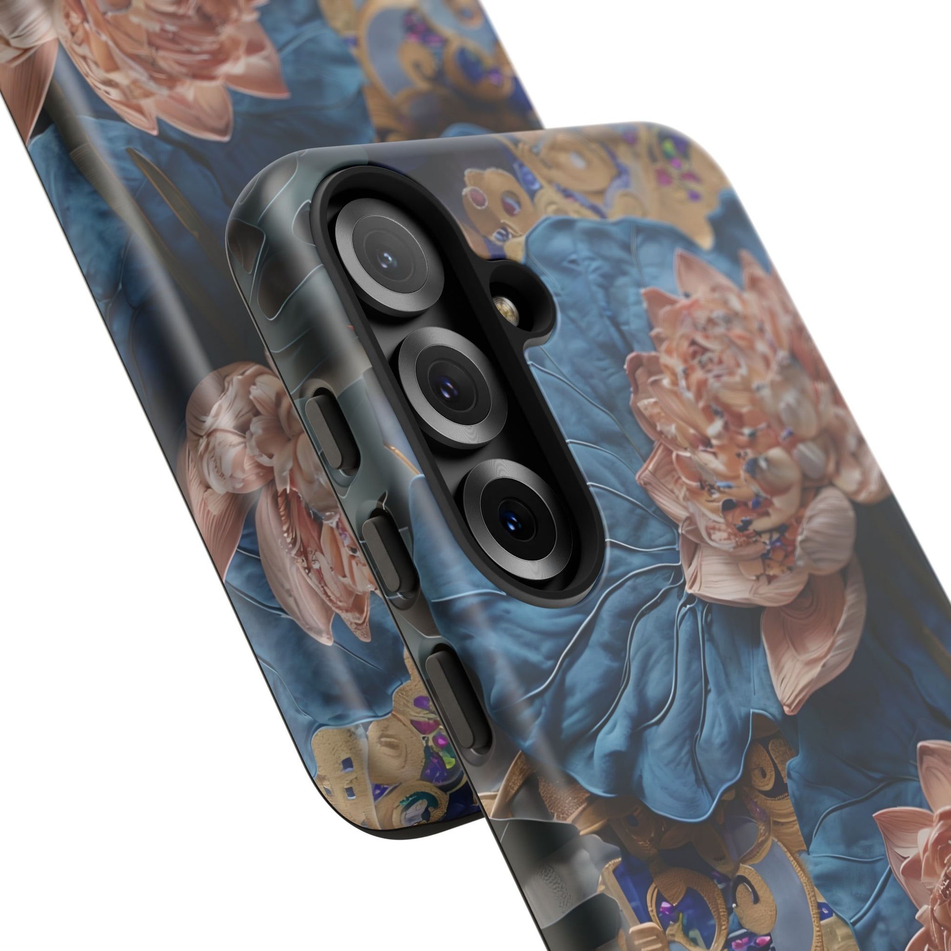 Peony Midnight Tapestry - Samsung Galaxy S25 Plus - Elegant Blue & Blush Artful Phone Cover