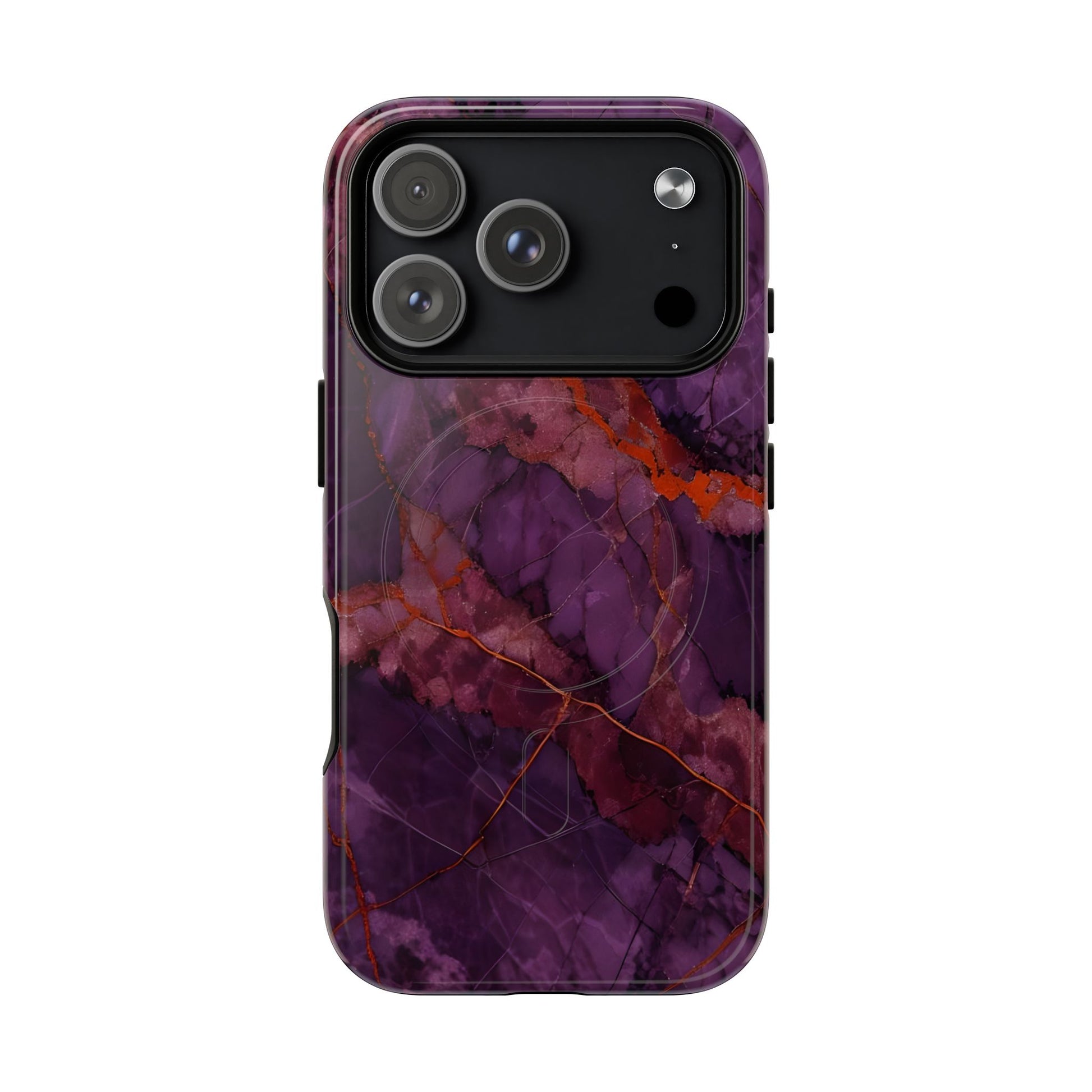 Amethyst Current purple marble iPhone MagSafe case with large camera cutout for Pro models