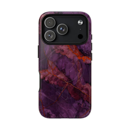 Amethyst Current purple marble iPhone MagSafe case with large camera cutout for Pro models