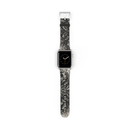Obsidian Bloom Designer Apple Watch Band - Premium Custom Strap for Series 1-9, SE & Ultra - Artistic Vegan Leather