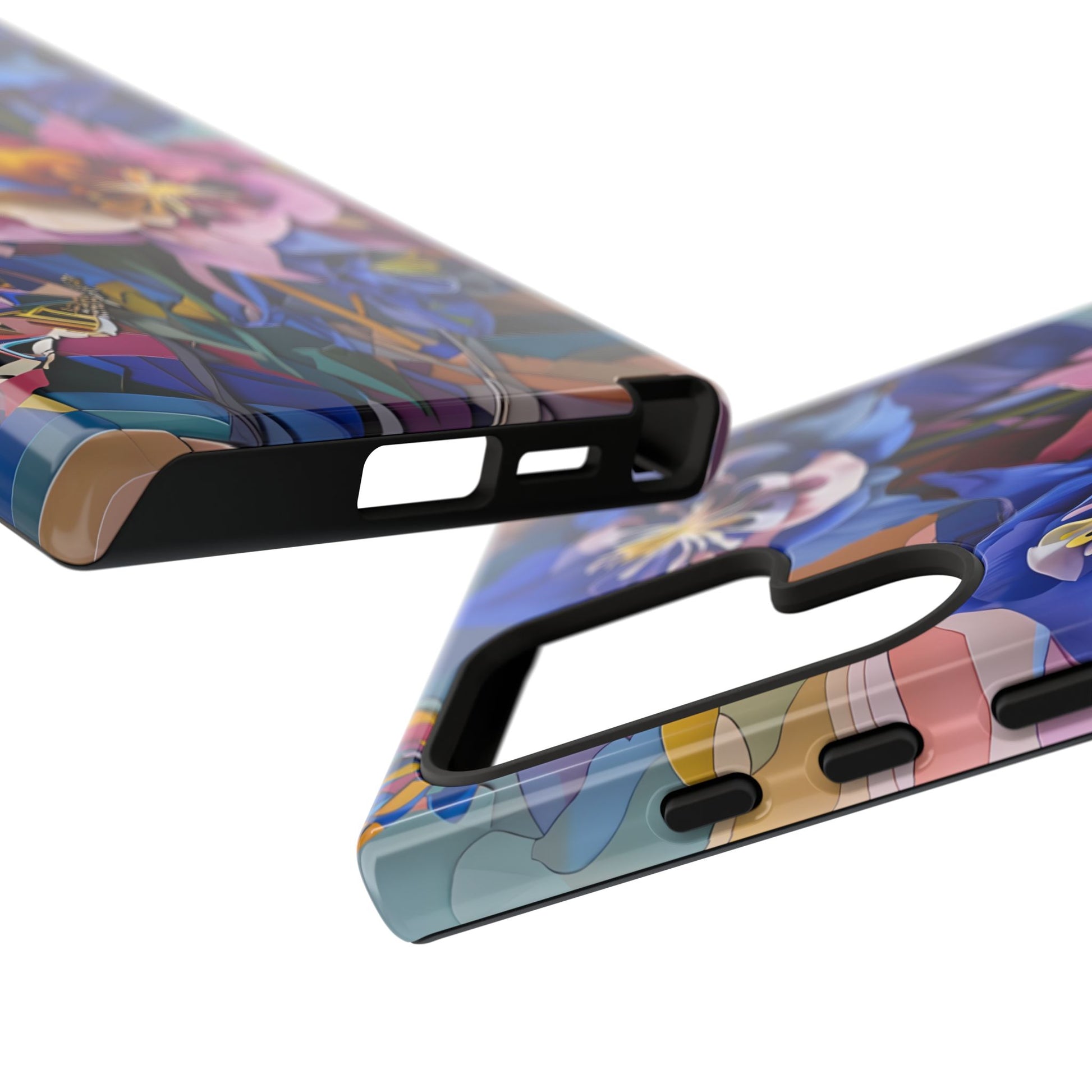 Blue Columbine Carnivale - Artistic Floral & Butterfly Samsung S24 Ultra Tough Phone Case - Vibrant Botanical Design