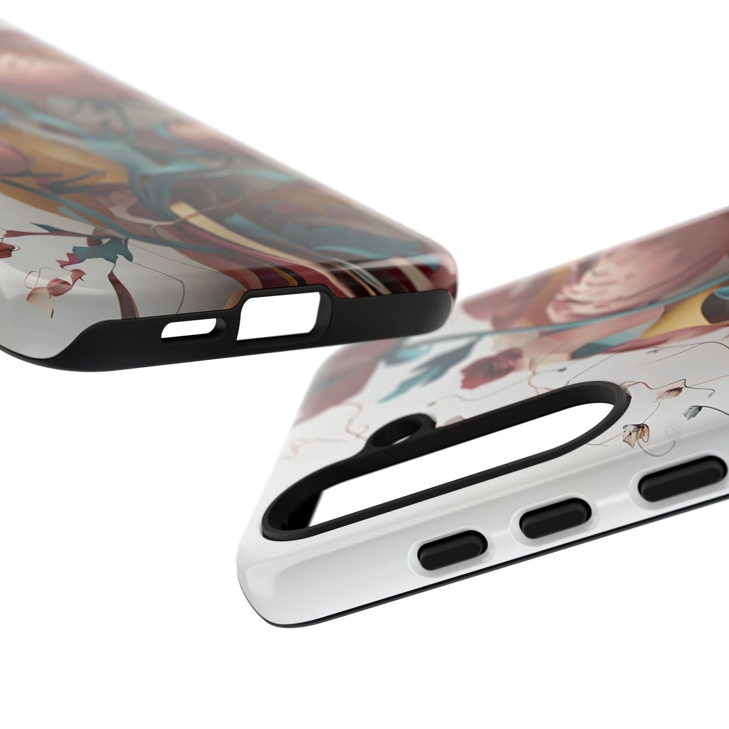 Blushing Peony Veil - Elegant Painterly Floral Samsung Galaxy Tough Phone Case - Soft Blush & Teal Peony Design