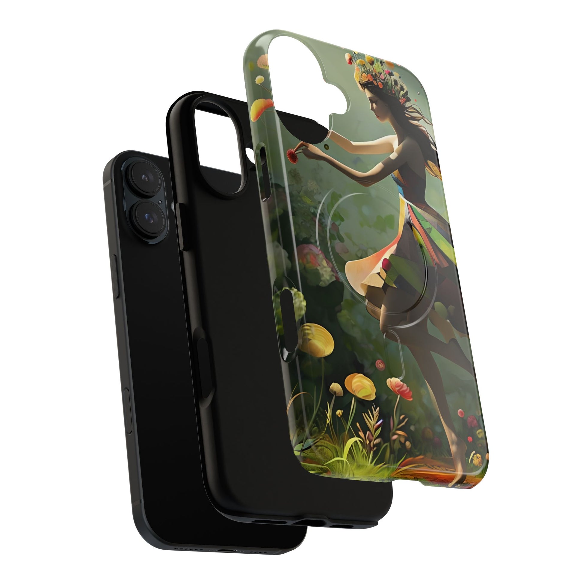 Dancing Wildflower Muse iPhone 16 Plus - Artistic Floral Fantasy Cover - MagSafe Compatible - Whimsical Nature-Inspired Protective Accessory