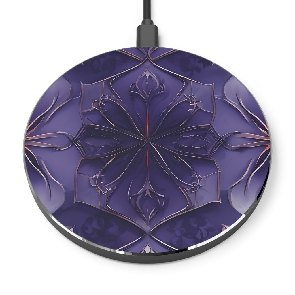 Violet Nebula Qi Wireless Charger - 10W Fast Charging Pad - MagSafe Compatible Designer Phone Charger