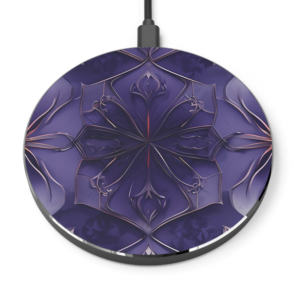 Violet Nebula Qi Wireless Charger - 10W Fast Charging Pad - MagSafe Compatible Designer Phone Charger
