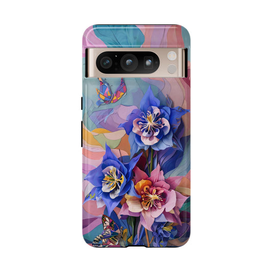 Blue Columbine Carnivale vibrant blue columbine floral design Google Pixel phone case