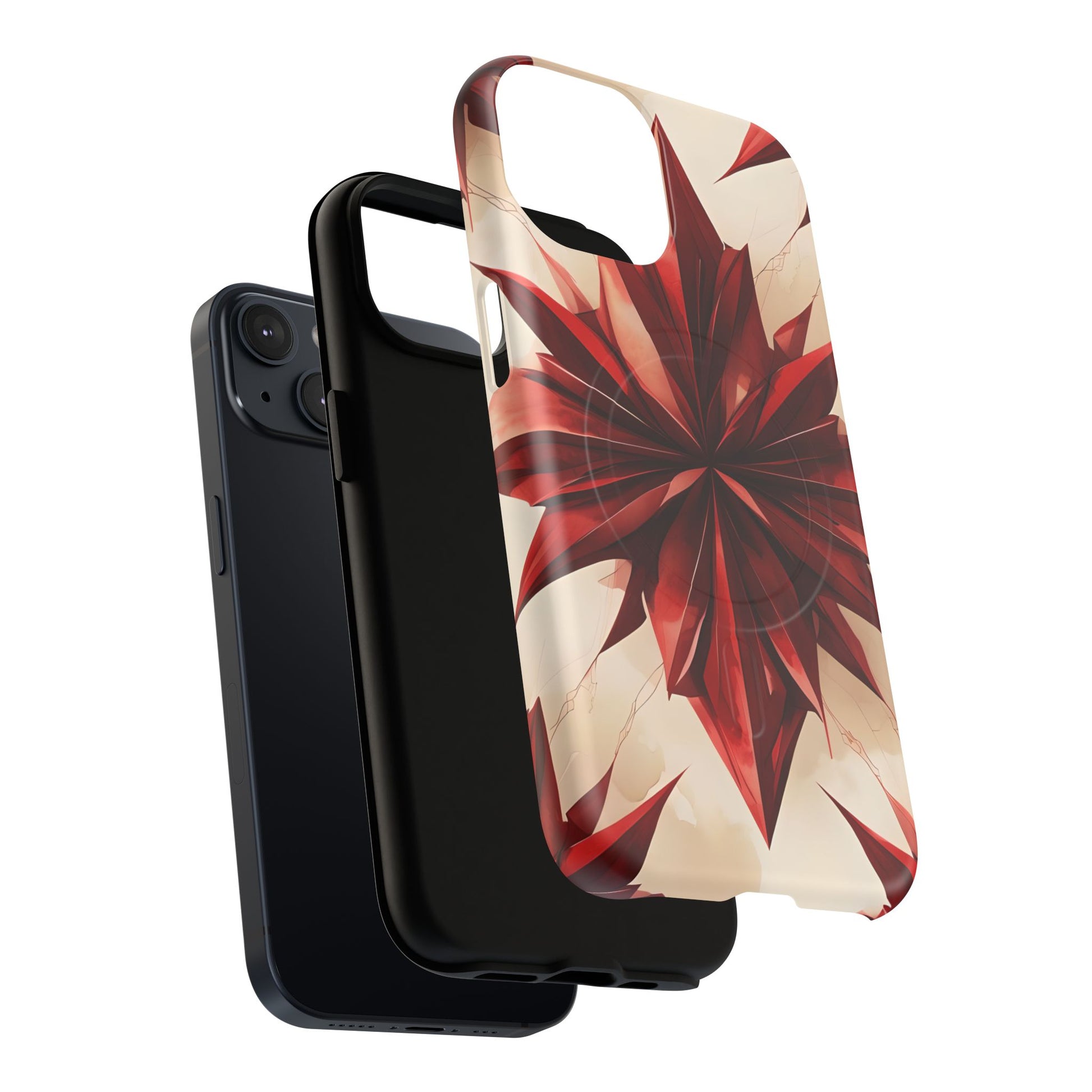 Ruby Compass iPhone 14 MagSafe Phone Case - Bold Red Modern Design