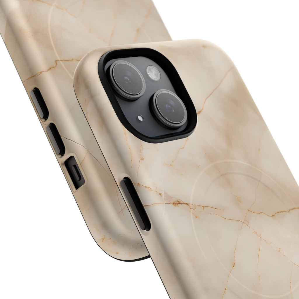 Parchment Mist - iPhone 15 MagSafe Phone Case - Neutral Beige Marble Design