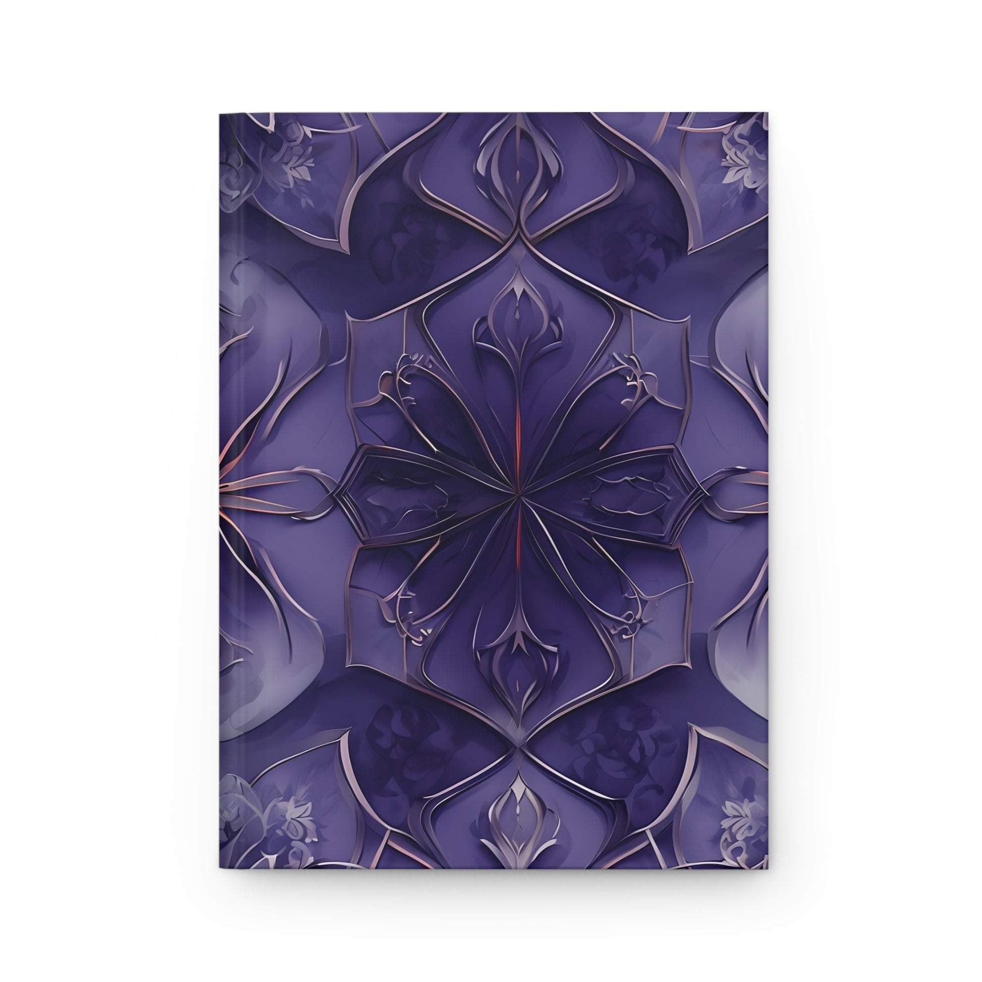 Violet Nebula hardcover journal with deep purple floral nebula design and layered petal pattern