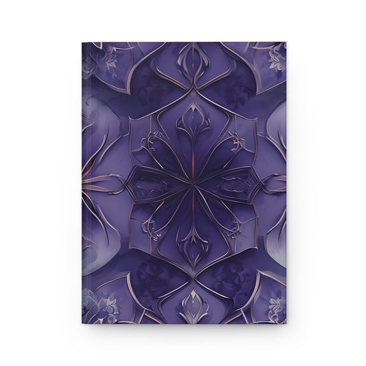 Violet Nebula hardcover journal with deep purple floral nebula design and layered petal pattern