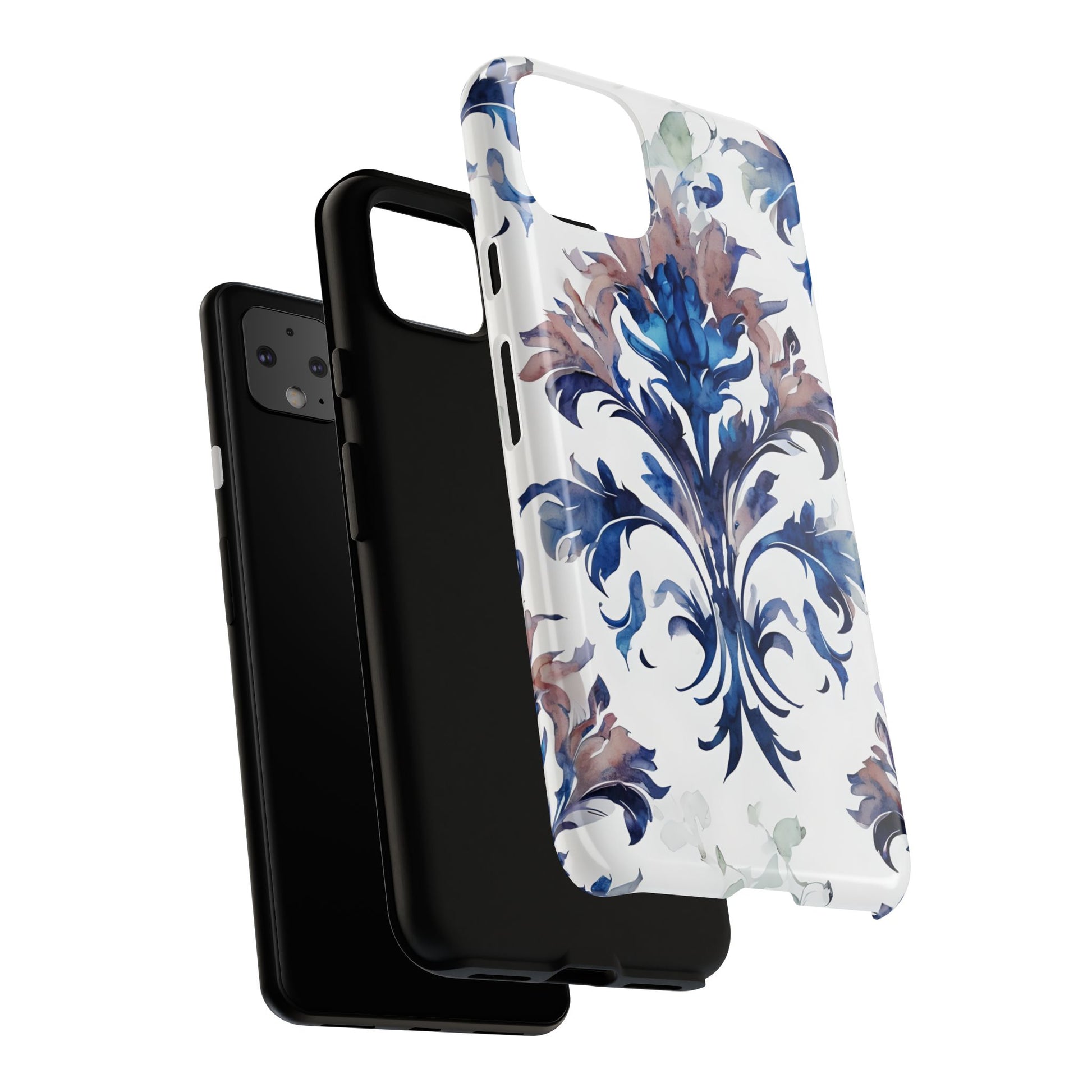 Delft Reverie - Elegant Blue & White Google Pixel 4XL Tough Phone Case - Dutch Delftware-Inspired Floral Design
