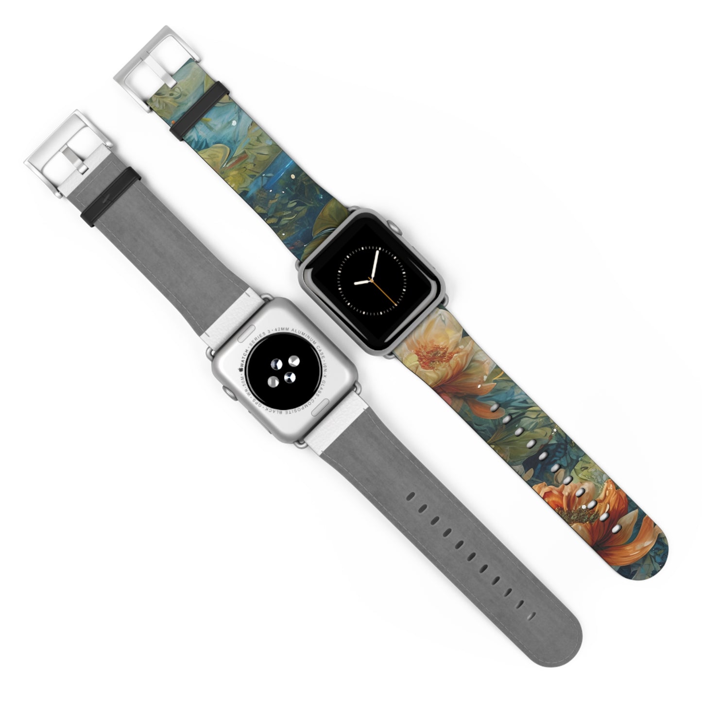 Waterlily Nocturne Apple Watch Band - Nature-Inspired Art Strap, Elegant Mountain Lake Design, Premium Gift for Outdoor Lovers