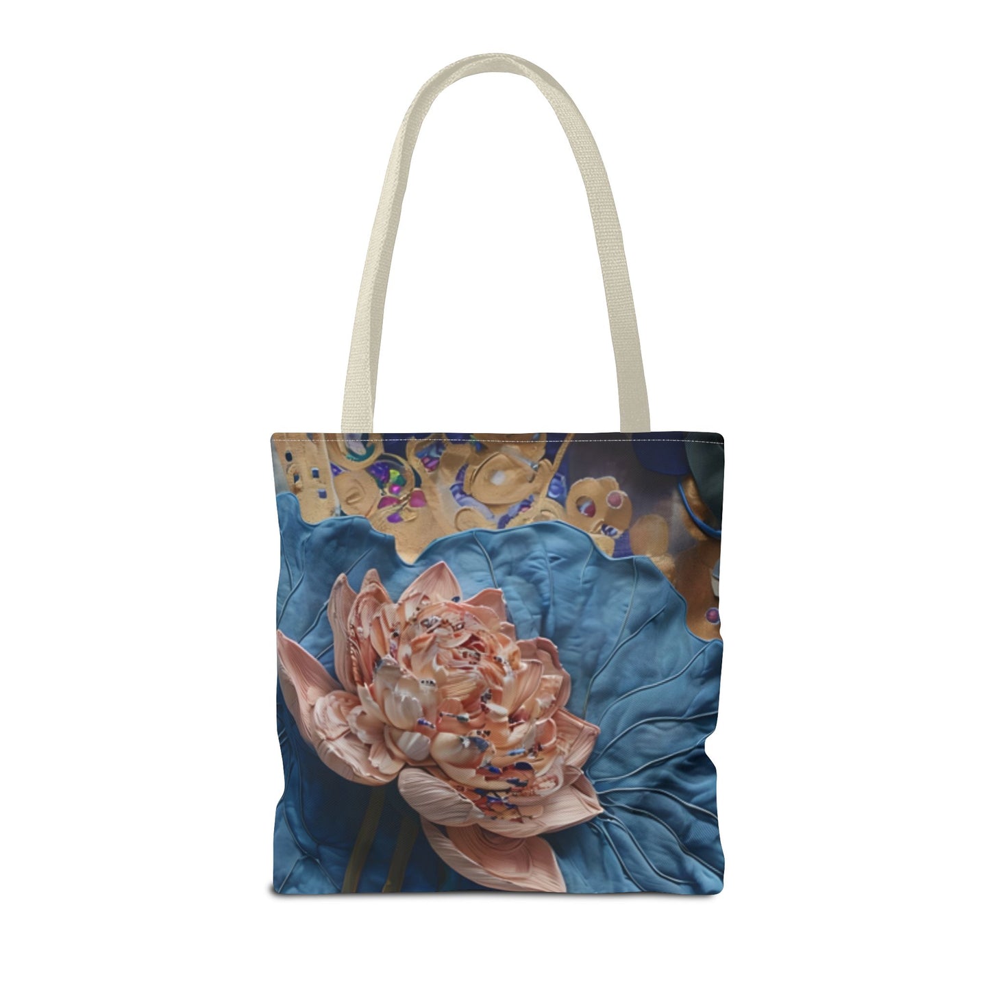 Peony Midnight Tapestry Tote Bag (16x16 & 18x18)- Vintage Inspired Bloom on Rich Canvas Designed Backdrop, Reusable & Eco-Friendly