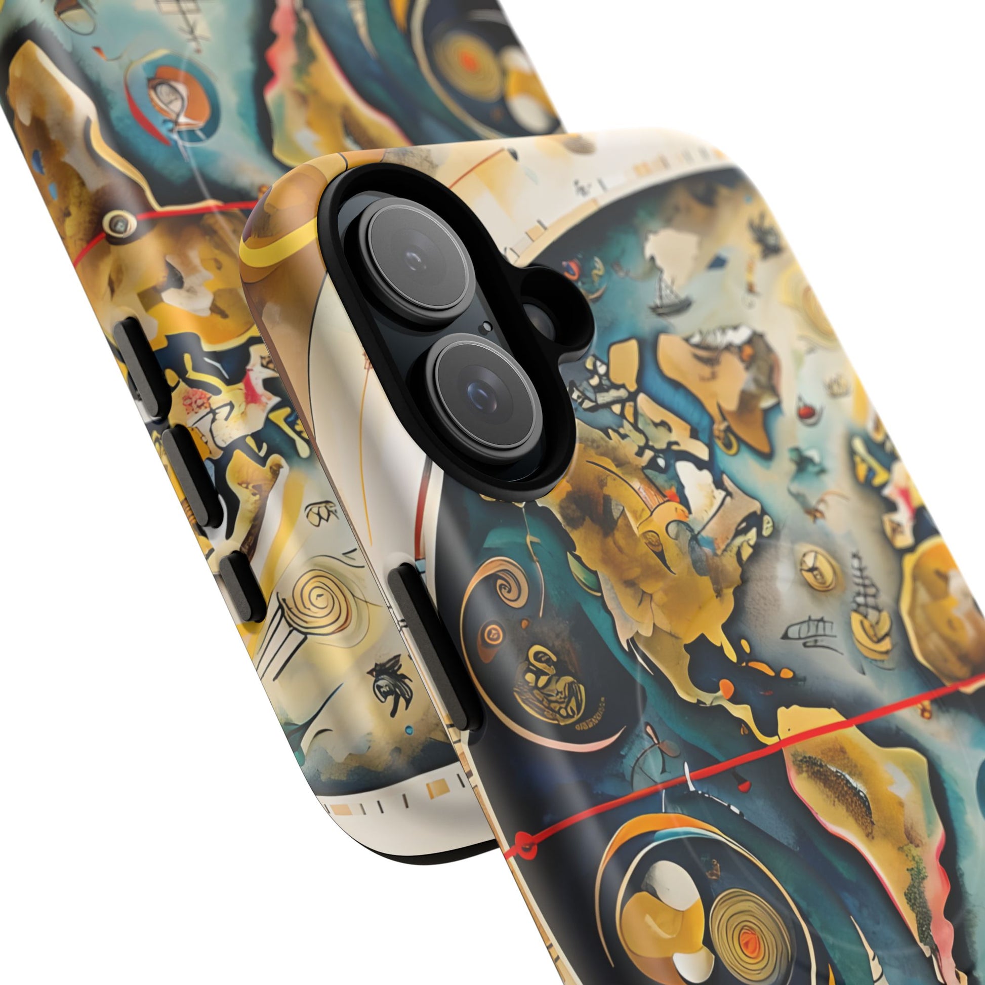 Celestial Map iPhone 16 Plus MagSafe Phone Case -Vintage Nautical World Map, Artistic Blue & Gold