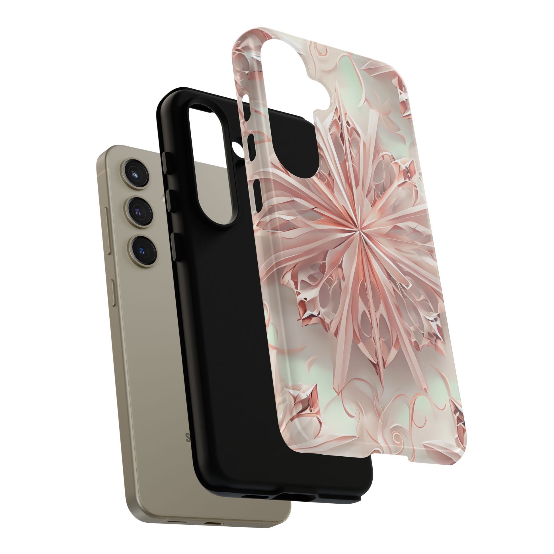 Blush Frost from our Kaleidoscope Collection - Samsung Galaxy S24 tough case - Soft Pink Geometric Floral Design
