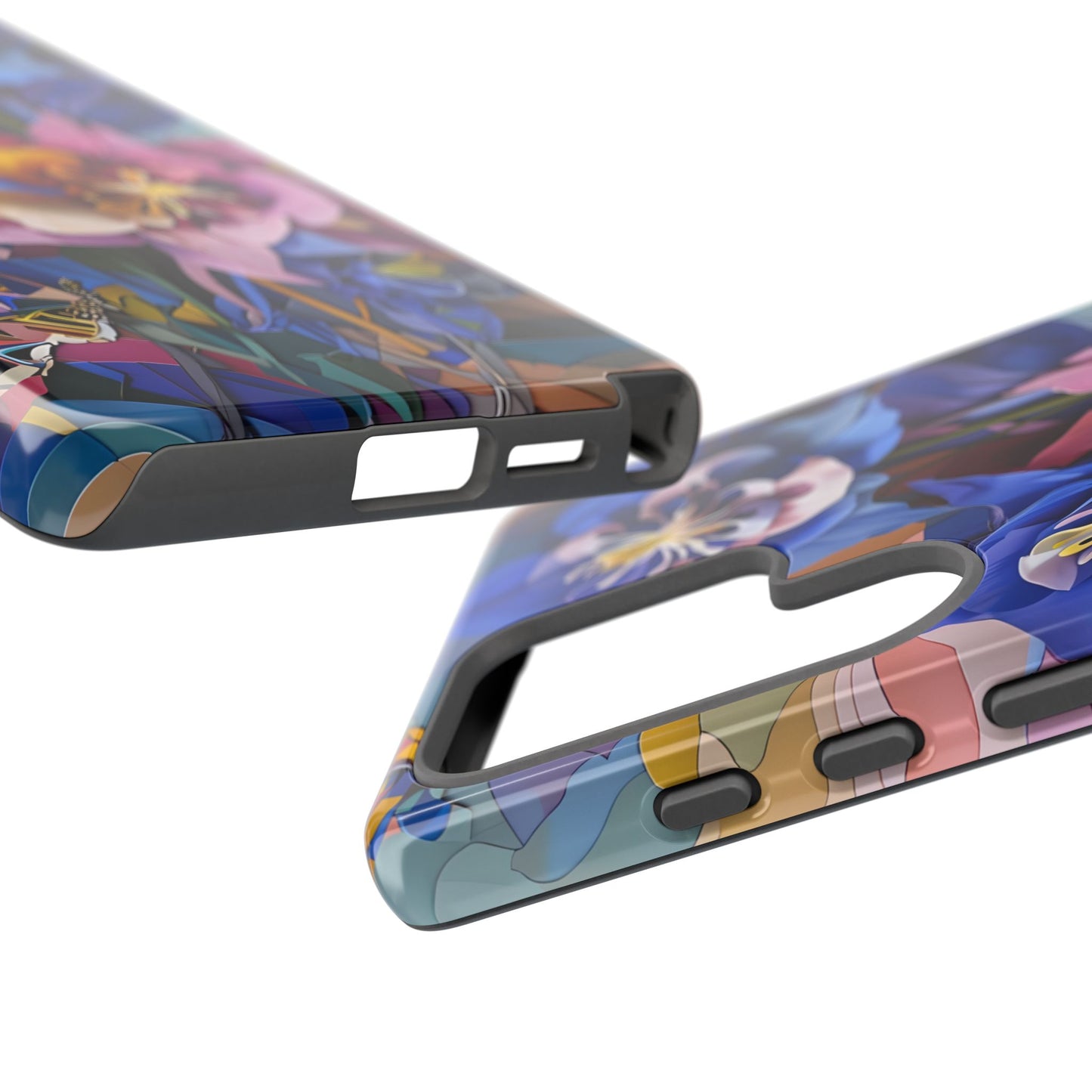 Blue Columbine Carnivale - Artistic Floral & Butterfly Samsung Ultra Tough Phone Case - Vibrant Botanical Design
