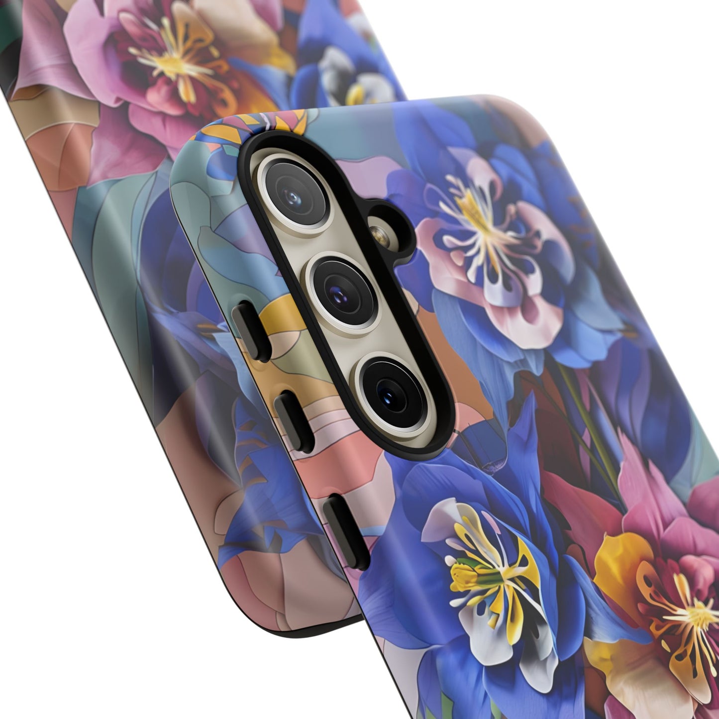 Blue Columbine Carnivale - Artistic Floral & Butterfly Samsung Ultra Tough Phone Case - Vibrant Botanical Design